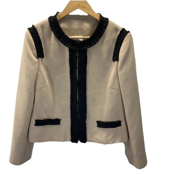 Moschino Cheap and Chic Khaki Black trim Knit Jacket Blazer Size‎ 14 career - Picture 1 of 16